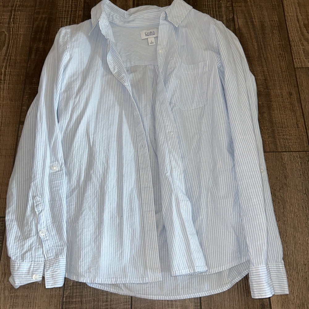 Croft & Barrow Blue and White Striped Shirt